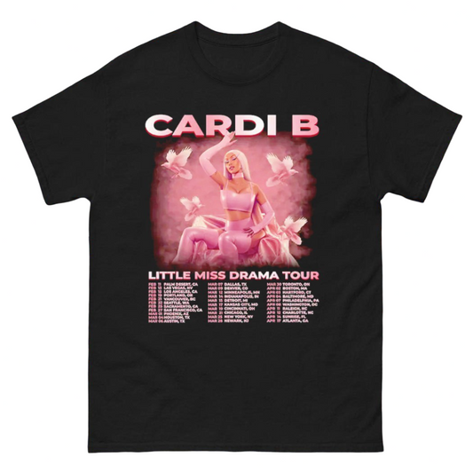 Cardi B Merch - Little Miss Drama Tour Dates Black Shirt